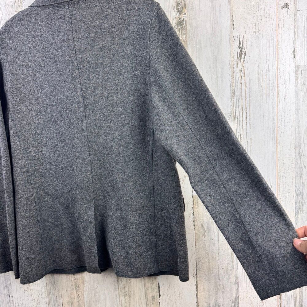 Talbots Petites Blazer Womens 12 Grey Wool Blend Jacket Felted Knit Lightweight - Picture 8 of 10